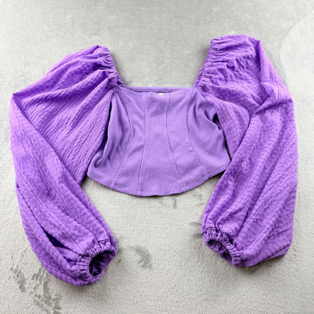 Urban Outfitters Women's Medium Purple Puff Sleeve Corset Top OB1363600
